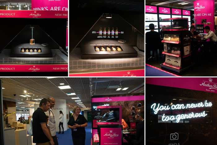 Holographic display for travel retail for Anthon Berg